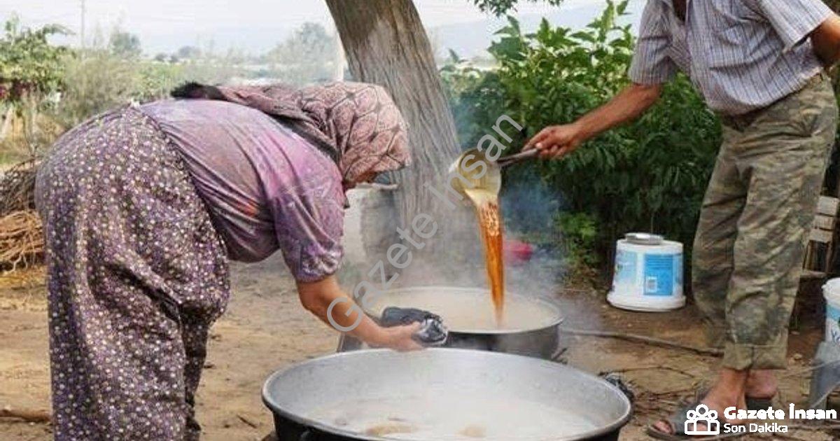"Sarıgöl'de Pekmez Telaşı: Asırlık Lezzet Kazanlarda Kaynıyor" başlıklı haber için fotorealistik, pr