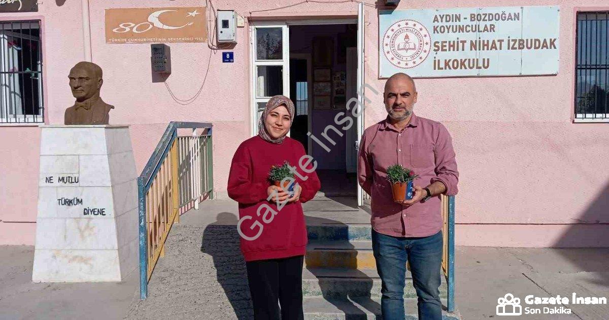 "Bozdoğan'da Öğretmenlere Anlamlı Karanfil Hediyesi" başlıklı haber için fotorealistik, profesyonel