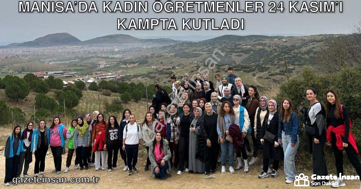 "Manisa’da Kadın Öğretmenler 24 Kasım’ı Kampta Kutladı" başlıklı haber için fotorealistik, profesyon