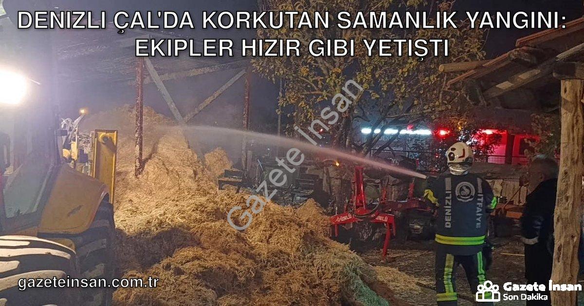 "Denizli Çal'da Korkutan Samanlık Yangını: Ekipler Hızır Gibi Yetişti" başlıklı haber için fotoreali