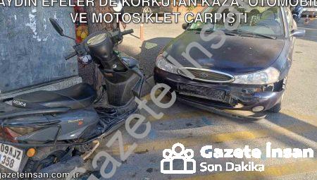 Aydın Efeler’de Korkutan Kaza: Otomobil ve Motosiklet Çarpıştı